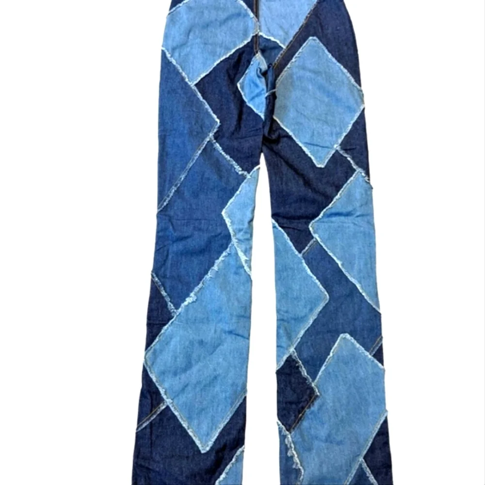 **SOLD** NEW JARED LOW RISE DIAMOND Y2K PATCHWORK JEANS Size 24 - Picture 7 of 11